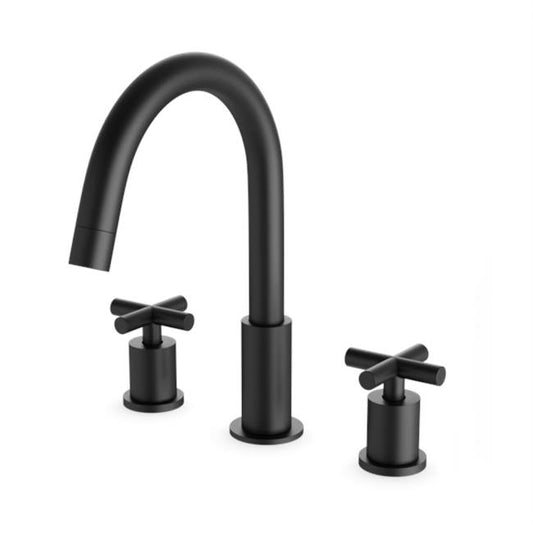 ARTOS FS315BK Round 8" Widespread Lavatory Faucet with Cross Handles Black