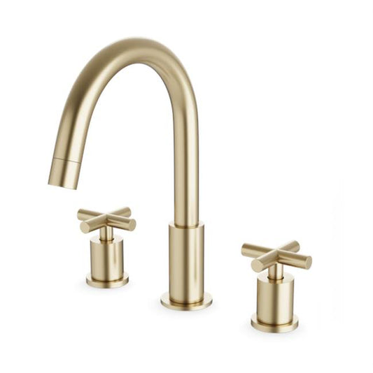 ARTOS FS315SB Round 8" Widespread Lavatory Faucet with Cross Handles Satin Brass