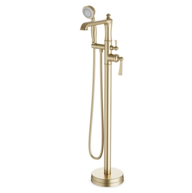 ARTOS FS511TKSB Classic Floor Mount Tub Filler Trim Kit with Hand Held Shower Satin Brass