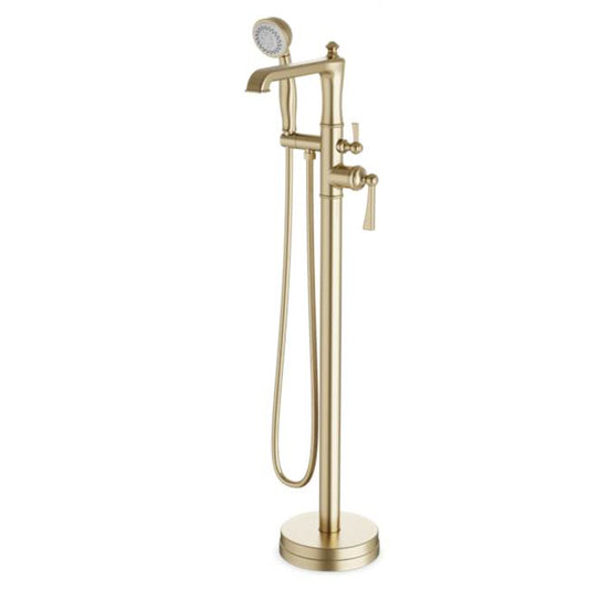 ARTOS FS511TKSB Classic Floor Mount Tub Filler Trim Kit with Hand Held Shower Satin Brass