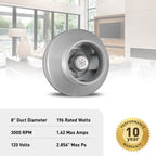 PANASONIC VTX800L Atmosphere Corded Centrifugal In-line Fan, 602 CFM