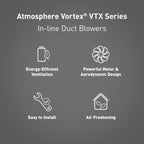 PANASONIC VTX800L Atmosphere Corded Centrifugal In-line Fan, 602 CFM