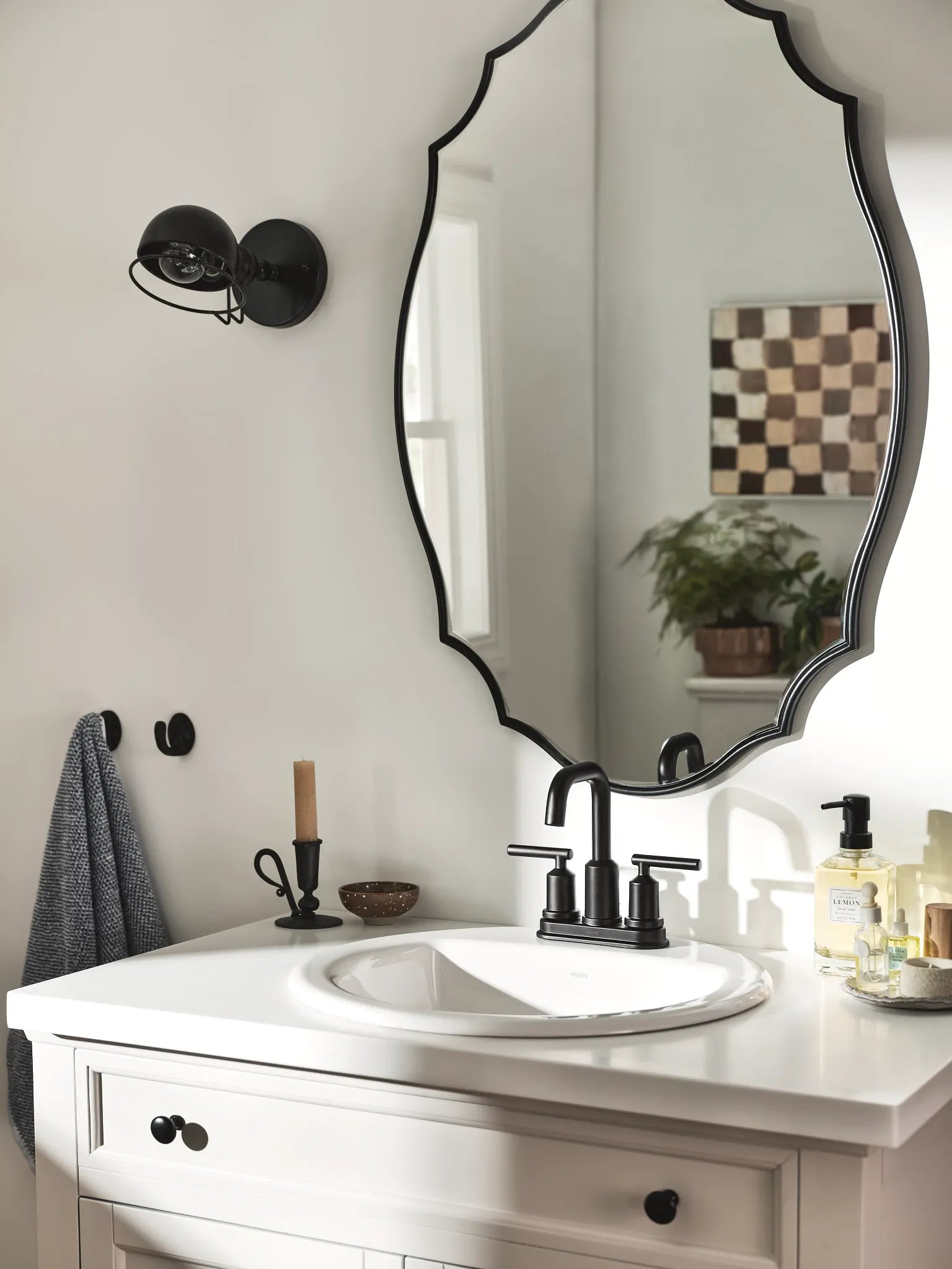 MOEN 6150BL Gibson Two-Handle Centerset Bathroom Sink Faucet - Matte Black