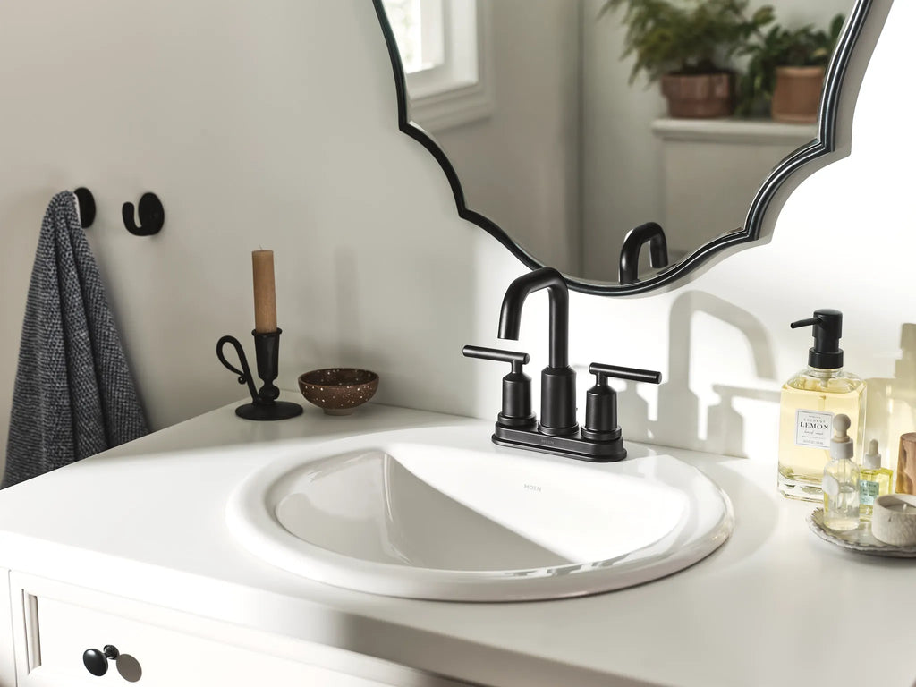 MOEN 6150BL Gibson Two-Handle Centerset Bathroom Sink Faucet - Matte Black