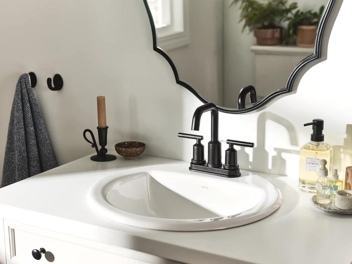 MOEN 6150BL Gibson Two-Handle Centerset Bathroom Sink Faucet - Matte Black