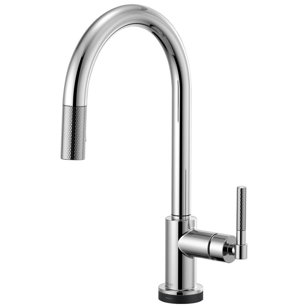 BRIZO Litze SmartTouch Pull-Down Kitchen Faucet with Arc Spout and Knurled Handle - Chrome, 64043LF-PC