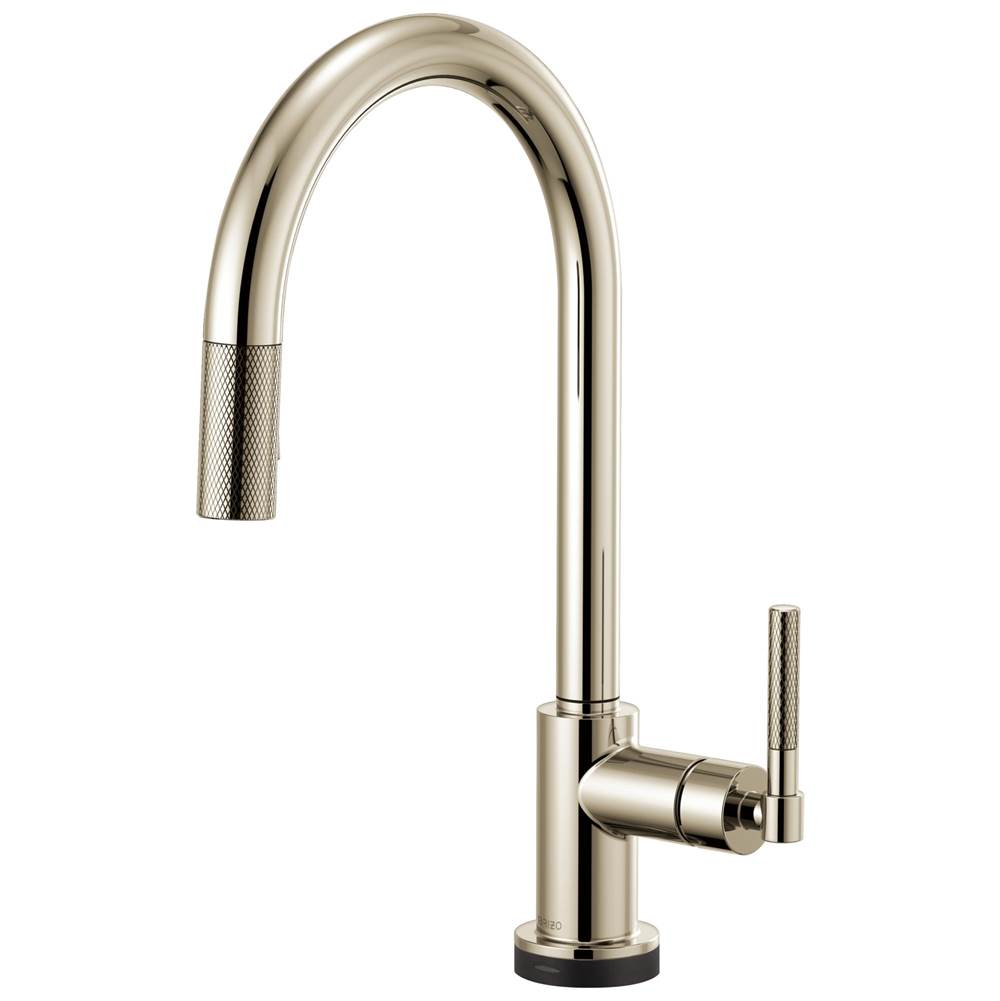 BRIZO Litze SmartTouch Pull-Down Kitchen Faucet with Arc Spout and Knurled Handle - Polished Nickel, 64043LF-PN