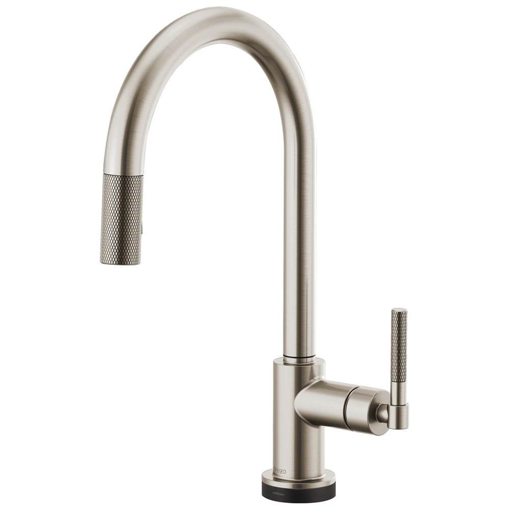 BRIZO Litze SmartTouch Pull-Down Kitchen Faucet with Arc Spout and Knurled Handle - Stainless, 64043LF-SS
