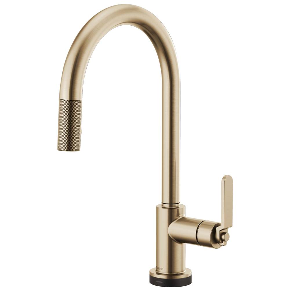 BRIZO Litze SmartTouch Pull-Down Kitchen Faucet with Arc Spout and Industrial Handle - Luxe Gold, 64044LF-GL