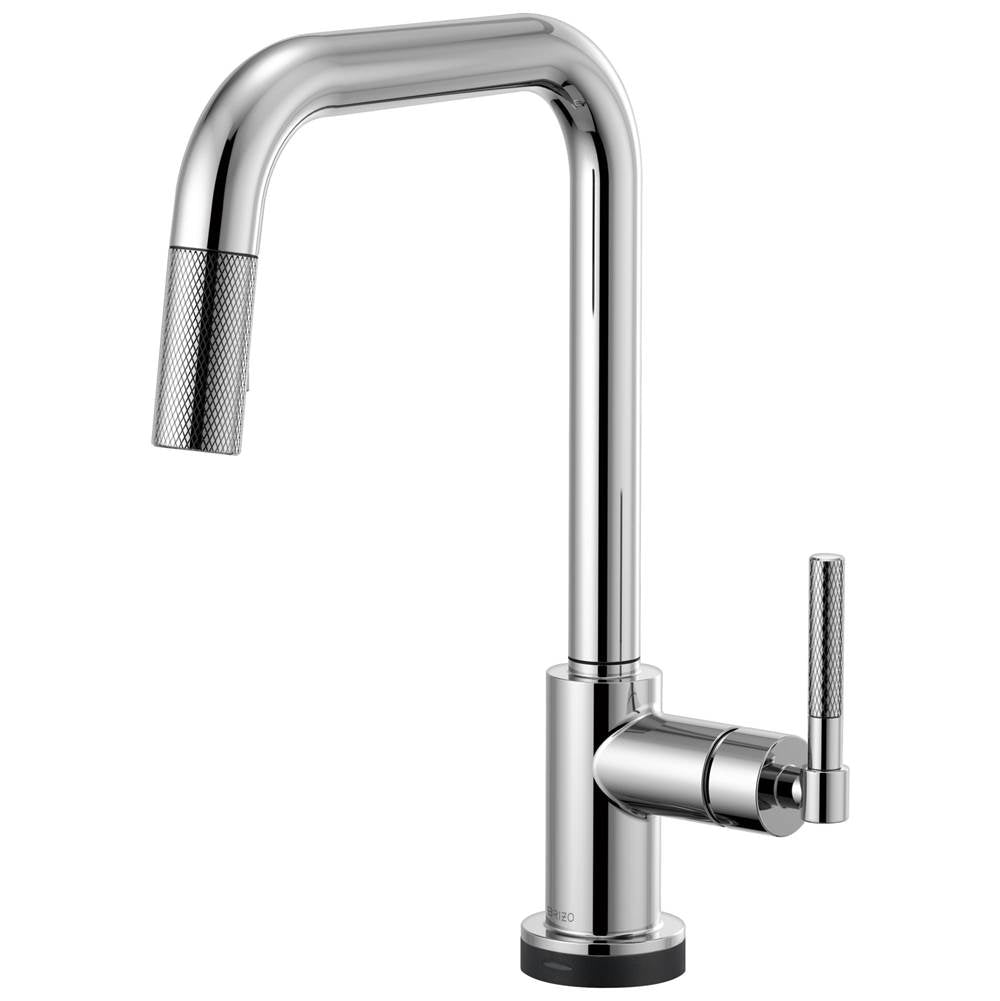 BRIZO Litze SmartTouch Pull-Down Kitchen Faucet with Square Spout and Knurled Handle - Chrome, 64053LF-PC