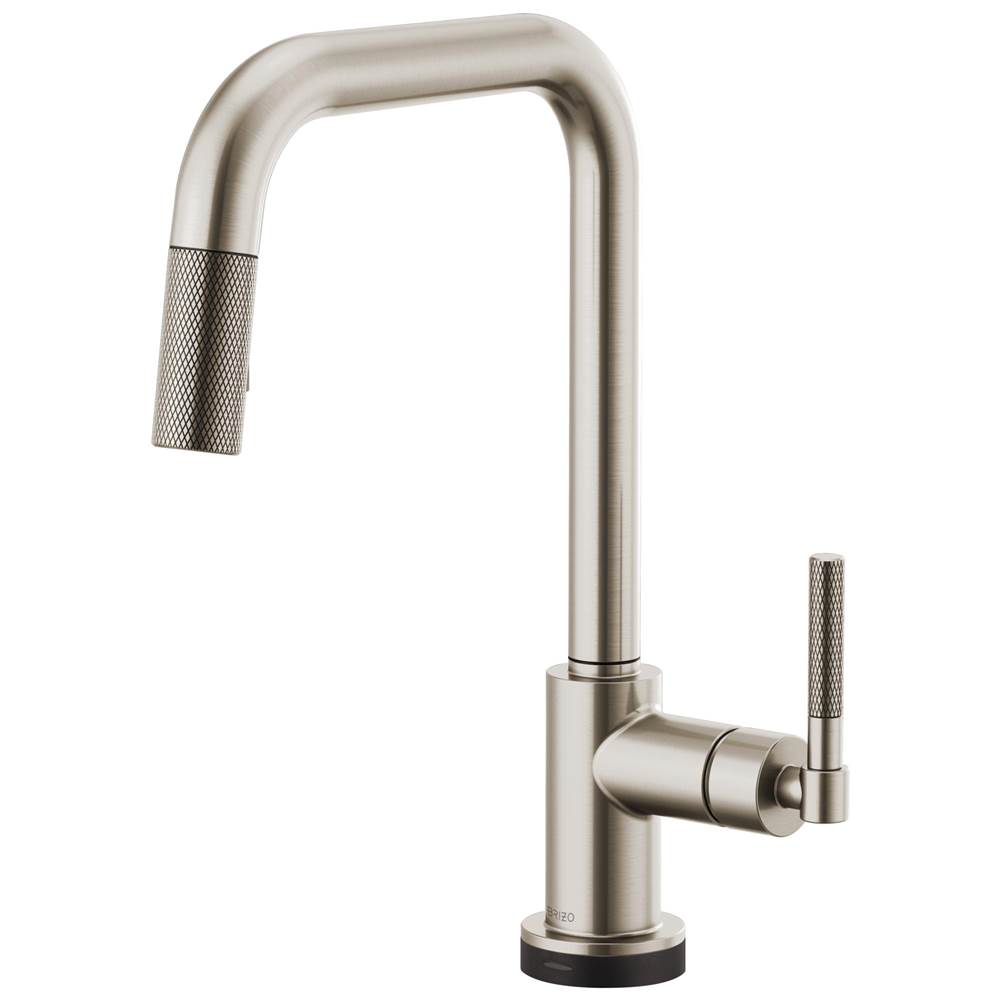BRIZO Litze SmartTouch Pull-Down Kitchen Faucet with Square Spout and Knurled Handle - Stainless, 64053LF-SS