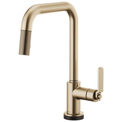BRIZO Litze SmartTouch Pull-Down Kitchen Faucet with Square Spout and Industrial Handle - Luxe Gold, 64054LF-GL