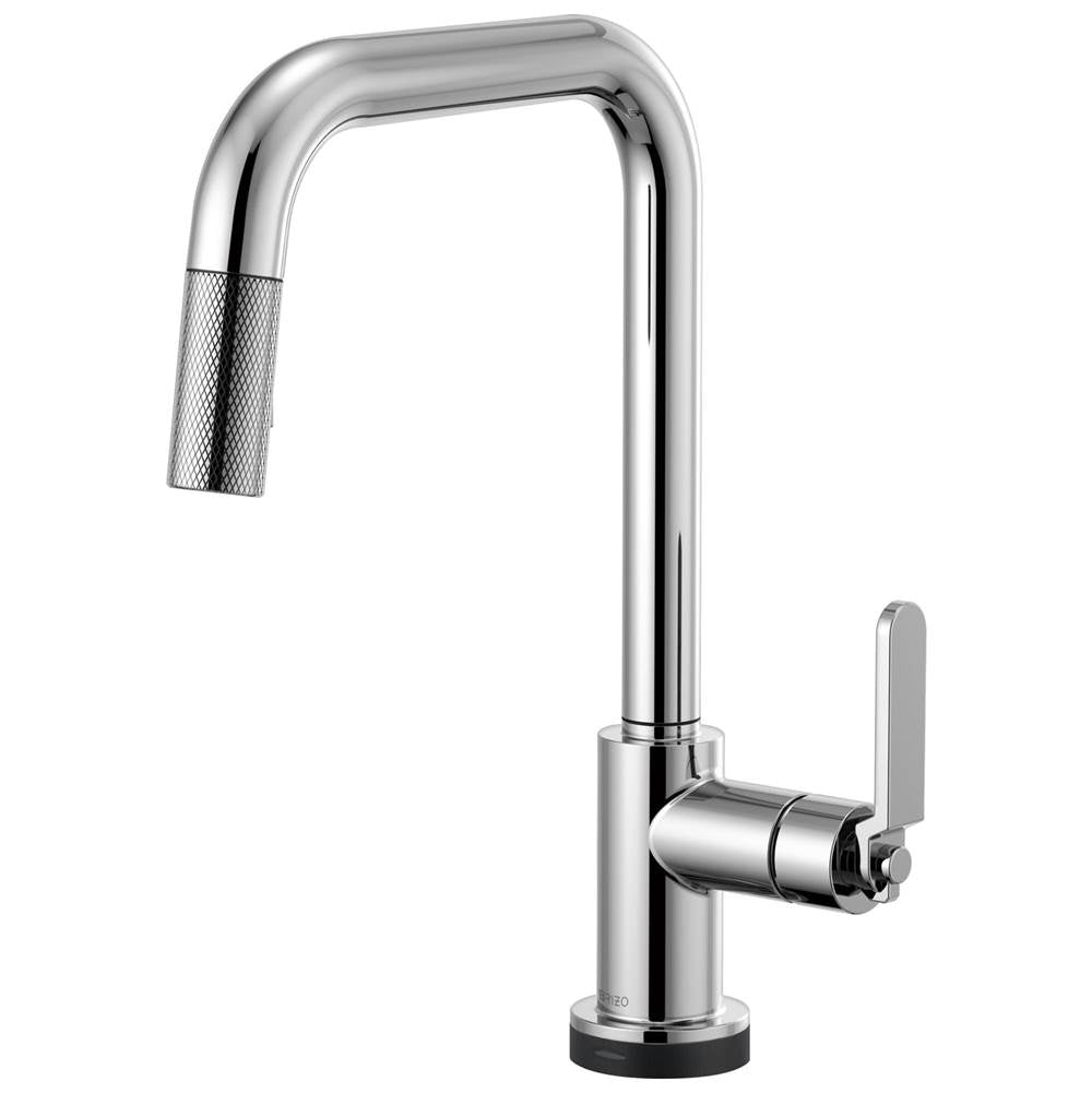 BRIZO Litze SmartTouch Pull-Down Kitchen Faucet with Square Spout and Industrial Handle - Chrome, 64054LF-PC