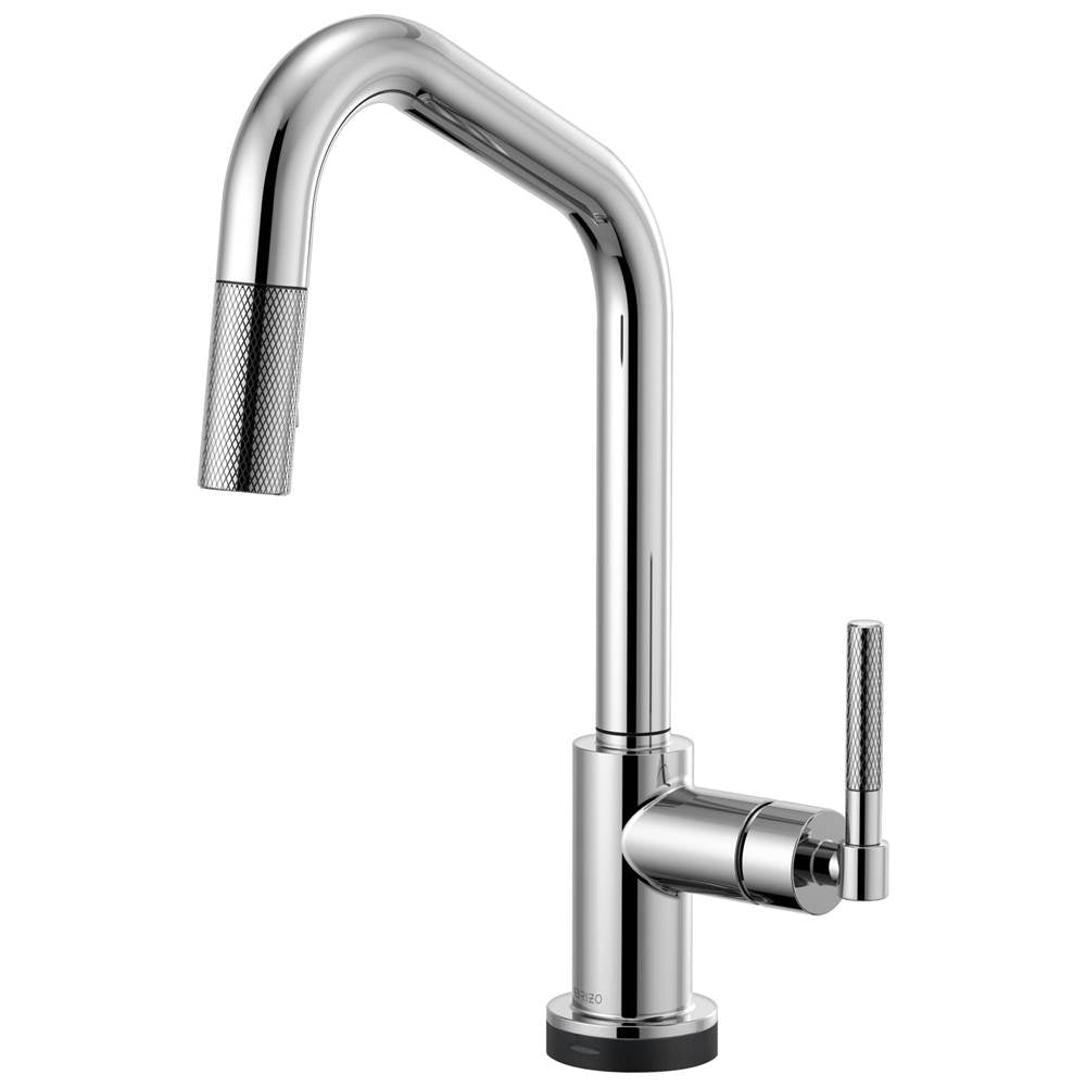 BRIZO Litze SmartTouch Pull-Down Kitchen Faucet with Angled Spout and Knurled Handle - Chrome, 64063LF-PC