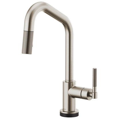 BRIZO Litze SmartTouch Pull-Down Kitchen Faucet with Angled Spout and Knurled Handle - Stainless, 64063LF-SS