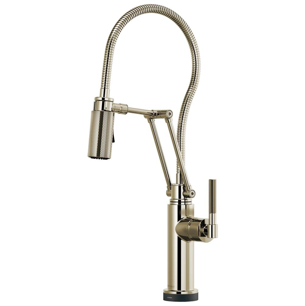 BRIZO Litze SmartTouch Articulating Kitchen Faucet With Finished Hose - Polished Nickel, 64143LF-PN