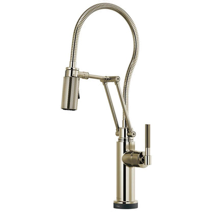BRIZO Litze SmartTouch Articulating Kitchen Faucet With Finished Hose - Polished Nickel, 64143LF-PN