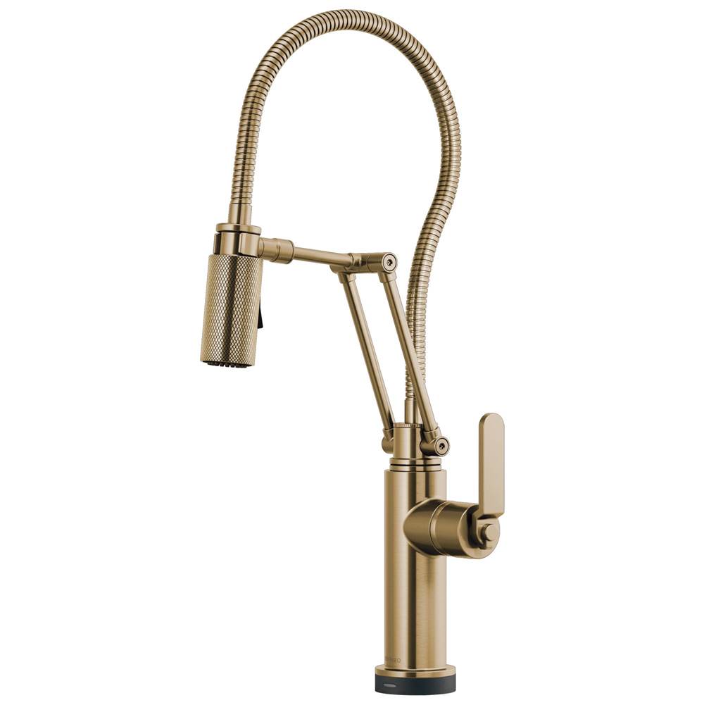 BRIZO Litze SmartTouch Articulating Kitchen Faucet With Finished Hose - Luxe Gold, 64144LF-GL
