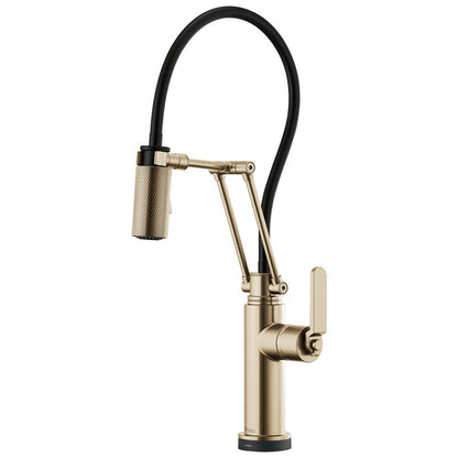 BRIZO Litze SmartTouch Articulating Kitchen Faucet with Industrial Handle - Luxe Gold, 64244LF-GL