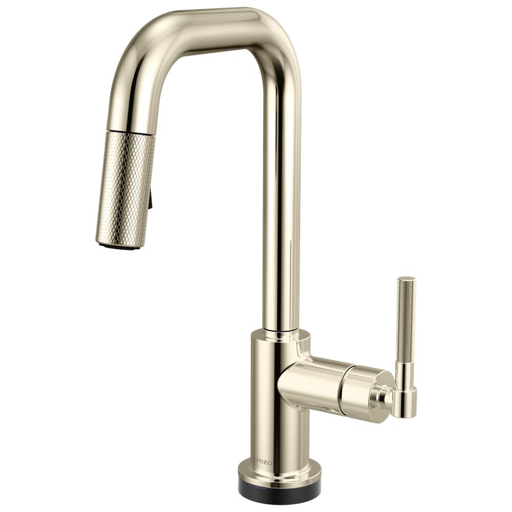 BRIZO Litze Smarttouch Pull-Down Prep Faucet with Square Spout - Knurled Handle - Polished Nickel, 64953LF-PN