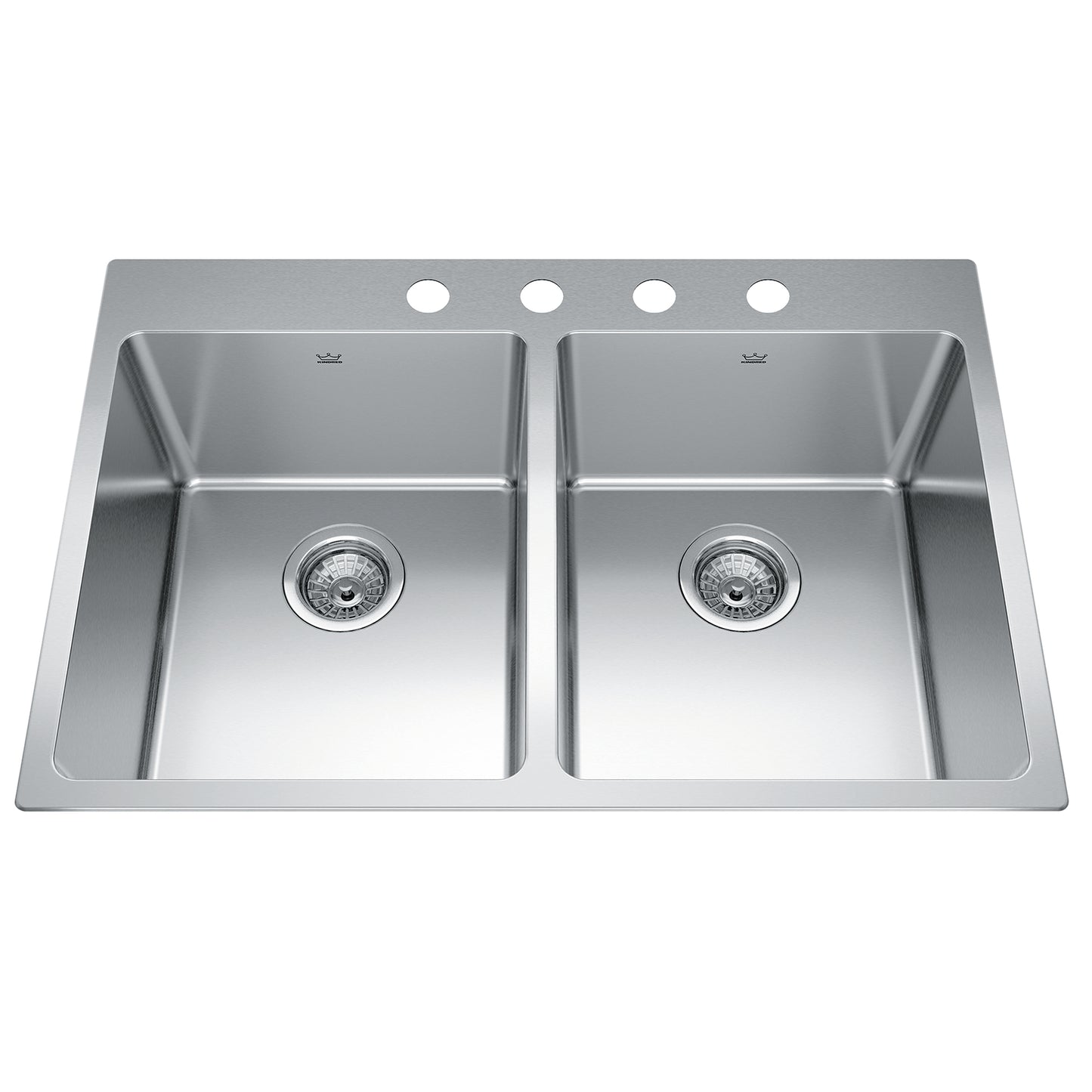 KINDRED BDL2131-9-4N Brookmore 31-in LR x 20.9-in FB x 9-in DP Drop in Double Bowl Stainless Steel Sink In Commercial Satin Finish