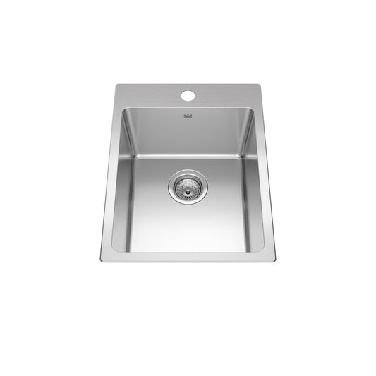 KINDRED BSL2116-9-1N Brookmore 16-in LR x 20.9-in FB x 9-in DP Drop in Single Bowl Stainless Steel Sink In Commercial Satin Finish