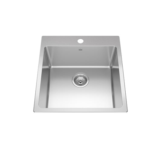 KINDRED BSL2120-9-1N Brookmore 20-in LR x 20.9-in FB x 9-in DP Drop in Single Bowl Stainless Steel Sink In Commercial Satin Finish