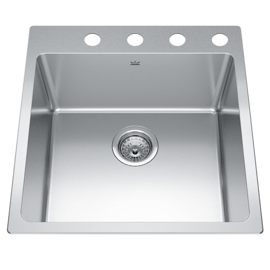 KINDRED BSL2120-9-4N Brookmore 20-in LR x 20.9-in FB x 9-in DP Drop in Single Bowl Stainless Steel Sink In Commercial Satin Finish