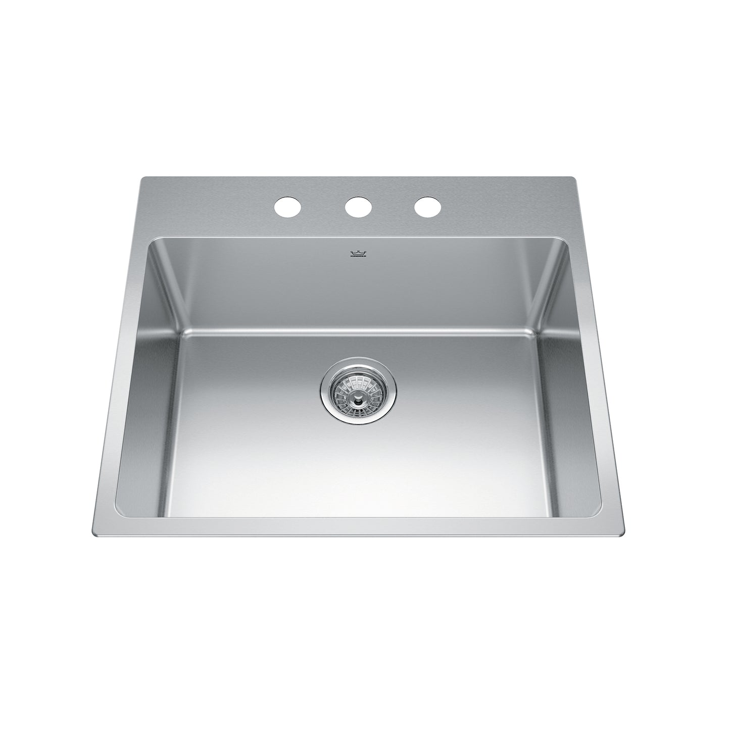 KINDRED BSL2225-9-3N Brookmore 25.1-in LR x 22.1-in FB x 9-in DP Drop in Single Bowl Stainless Steel Sink In Commercial Satin Finish