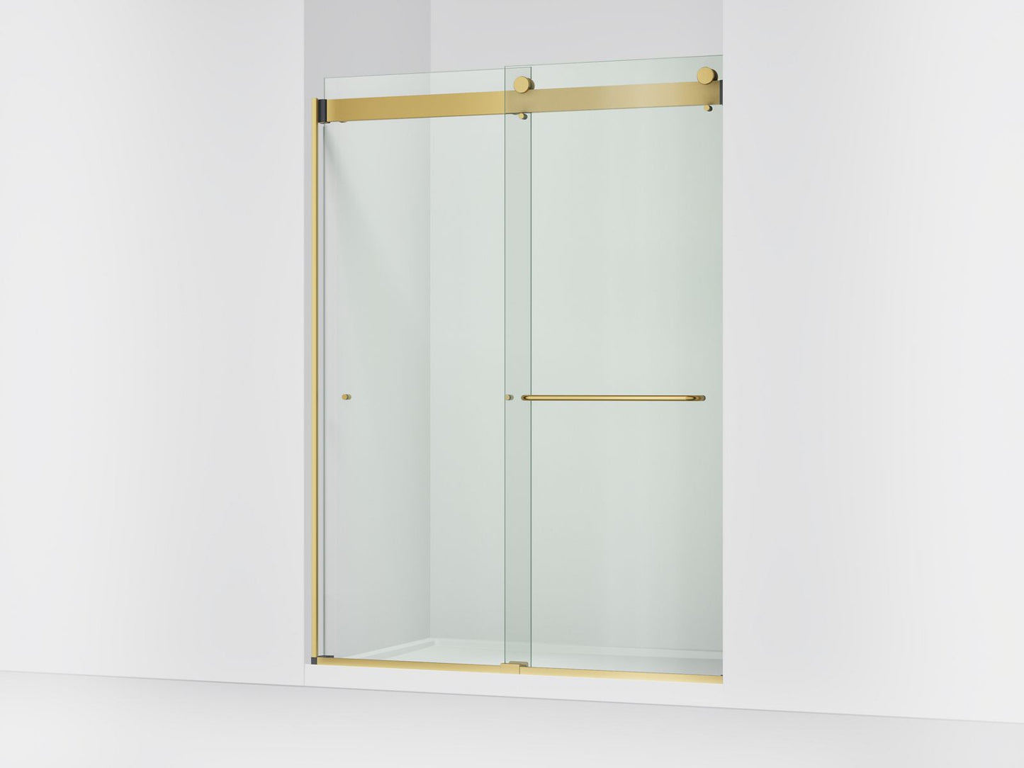 KOHLER K-CA33780-10L-2MB Stoneridge 54"-60" W x 80-1/4" H bypass shower door with 3/8"-thick Crystal Clear glass - Vibrant Brushed Moderne Brass