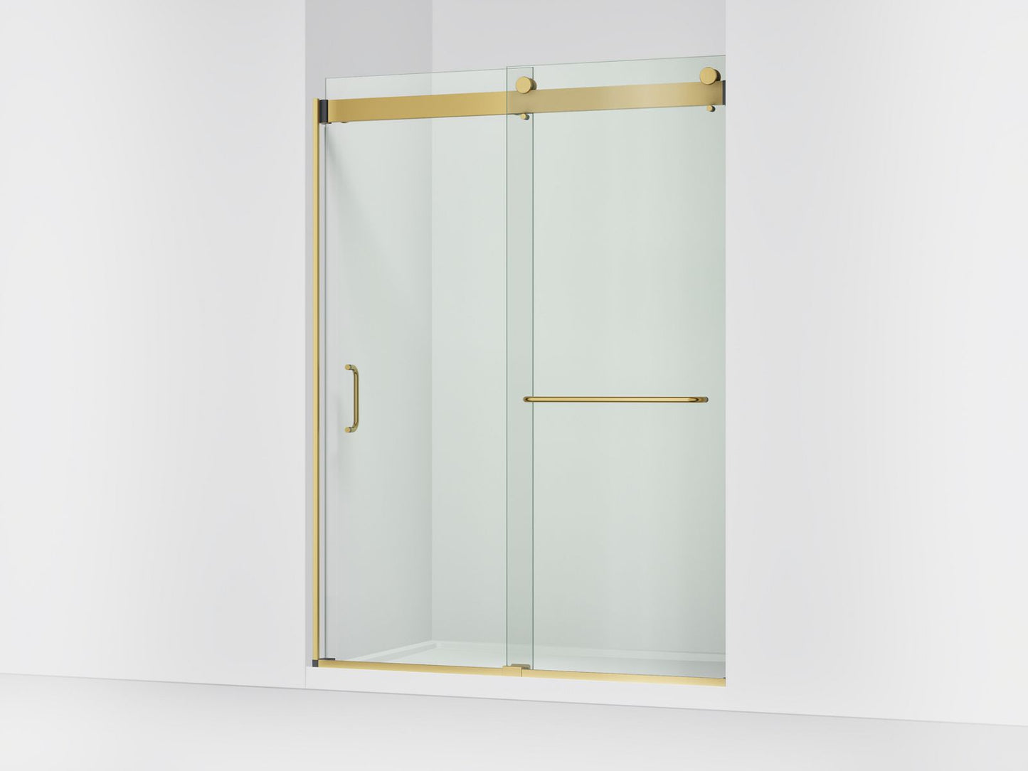 KOHLER K-CA33781-10L-2MB Stoneridge 54"-60" W x 80-1/4" H bypass shower door with 3/8"-thick Crystal Clear glass - Vibrant Brushed Moderne Brass
