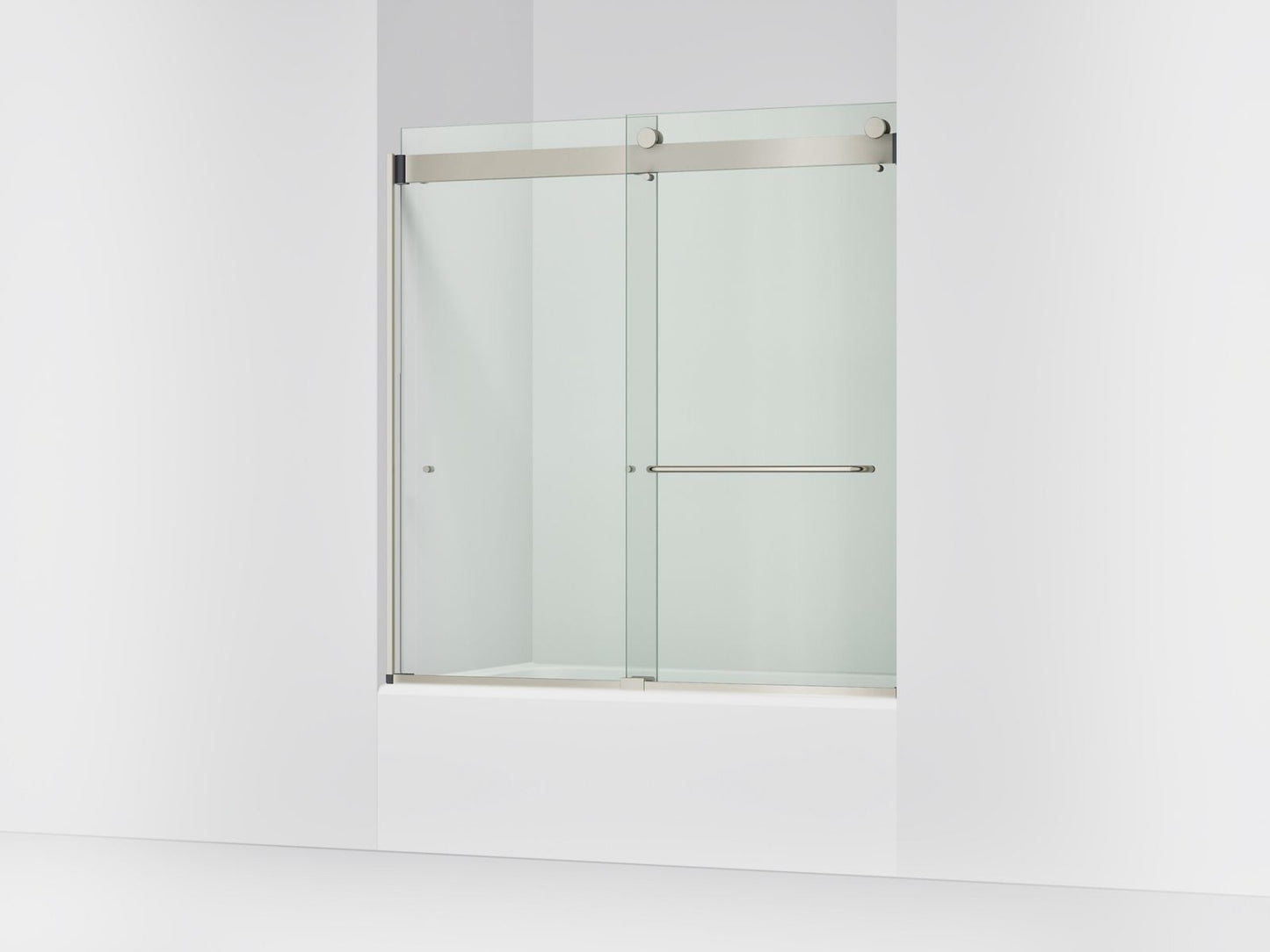 KOHLER K-CA33782-10L-BNK Stoneridge 54"-60" W x 61-7/16" H bypass bath door with 3/8"-thick Crystal Clear glass - Anodized Brushed Nickel