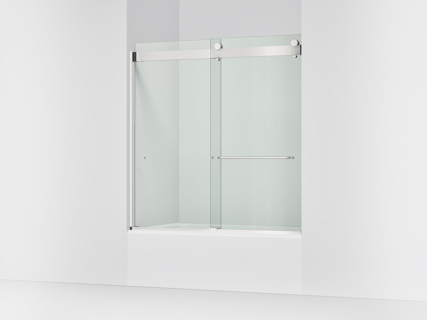 KOHLER K-CA33782-10L-SHP Stoneridge 54"-60" W x 61-7/16" H bypass bath door with 3/8"-thick Crystal Clear glass - Bright Polished Silver