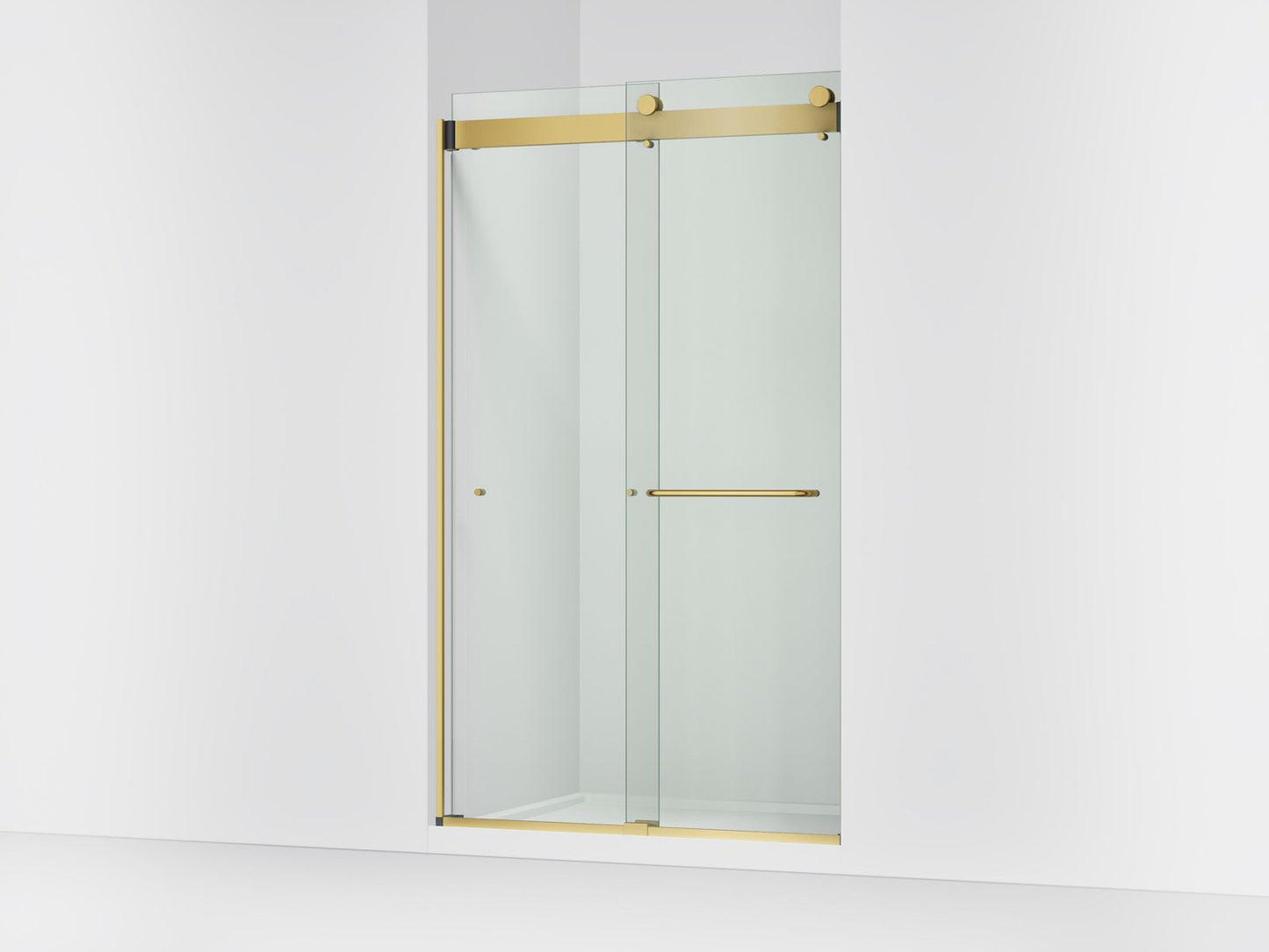 KOHLER K-CA33783-10L-2MB Stoneridge 44"-48" W x 80-1/4" H bypass shower door with 3/8"-thick Crystal Clear glass - Vibrant Brushed Moderne Brass