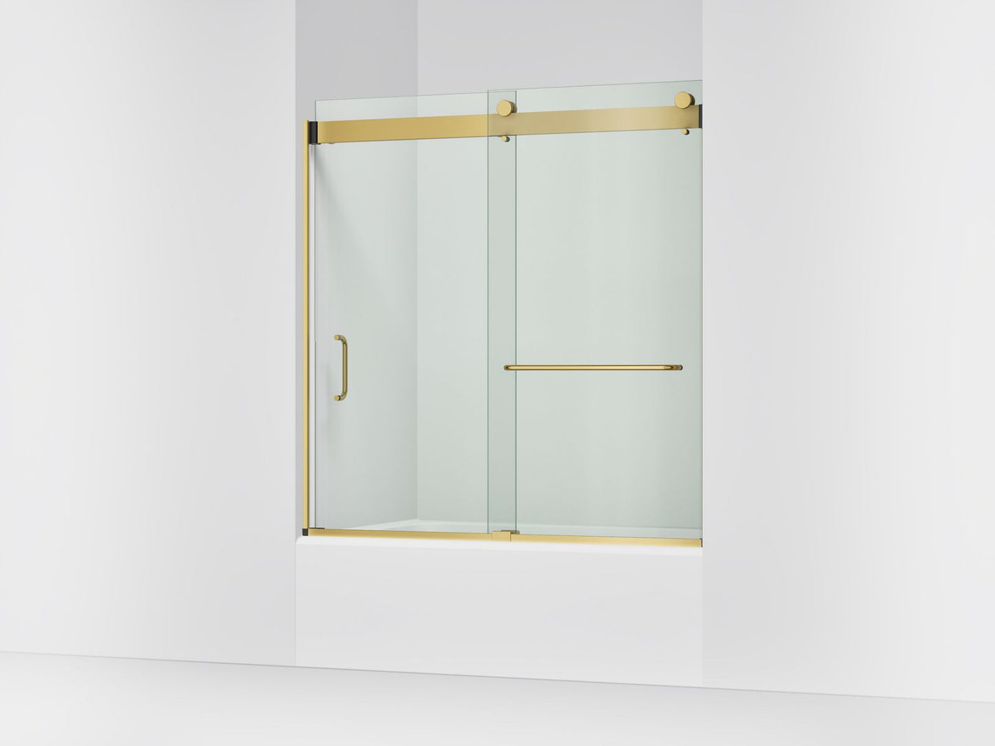 KOHLER K-CA33786-10L-2MB Stoneridge 54"-60" W x 61-7/16" H bypass bath door with 3/8"-thick Crystal Clear glass - Vibrant Brushed Moderne Brass