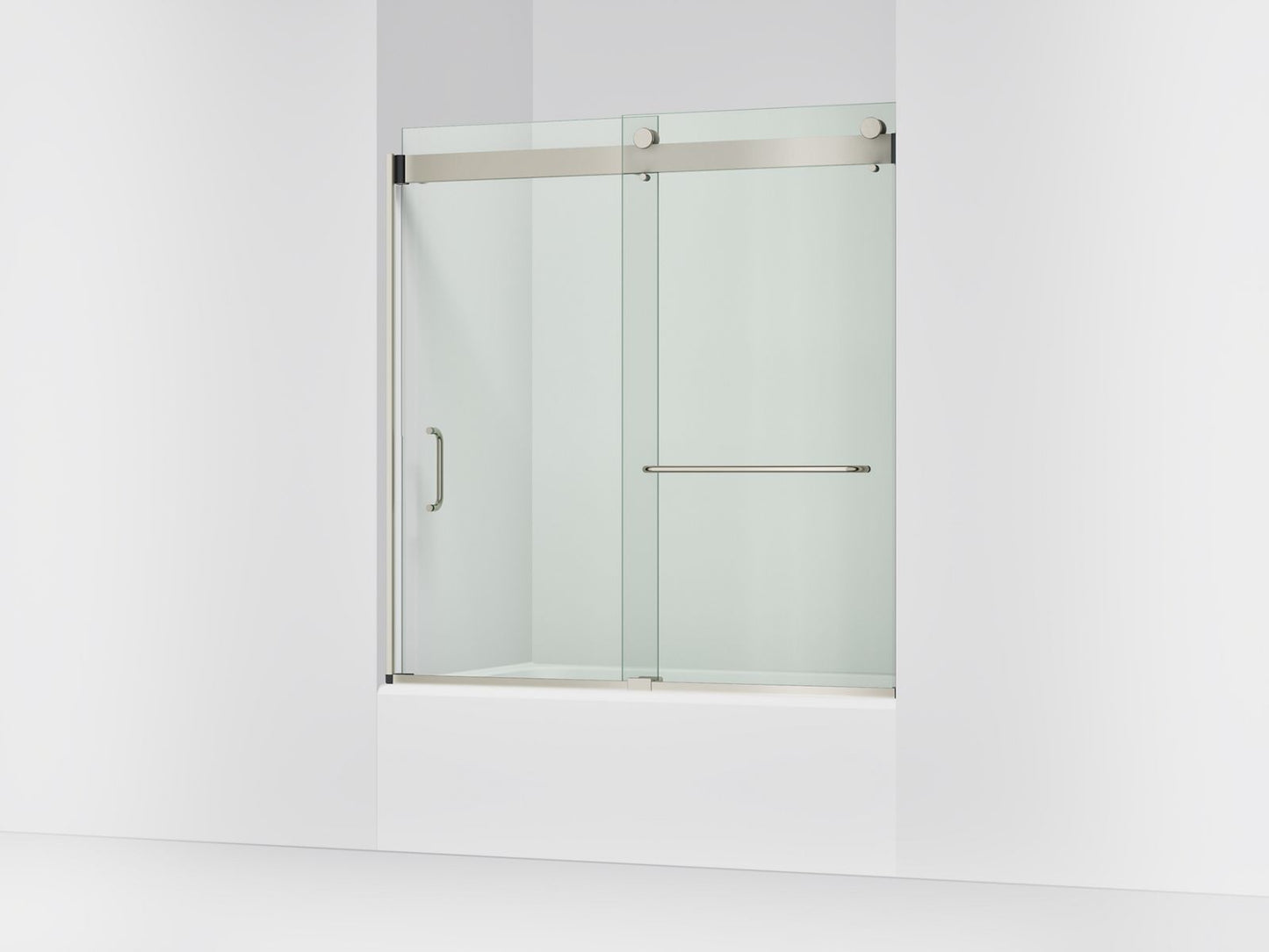 KOHLER K-CA33786-10L-BNK Stoneridge 54"-60" W x 61-7/16" H bypass bath door with 3/8"-thick Crystal Clear glass - Anodized Brushed Nickel