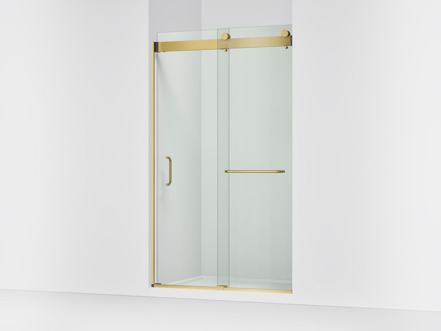 KOHLER K-CA33787-10L-2MB Stoneridge 44"-48" W x 80-1/4" H bypass shower door with 3/8"-thick Crystal Clear glass - Vibrant Brushed Moderne Brass