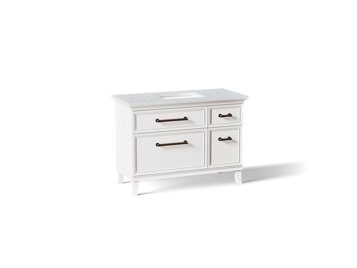 KOHLER K-CM29481-BD4-ATL Artifacts 48" Bathroom Vanity Cabinet With Sink And Quartz Top - Linen White