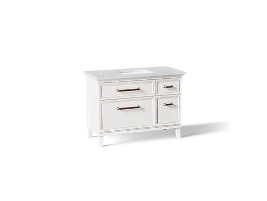 KOHLER K-CM29481-BD4-ATN Artifacts 48" bathroom vanity cabinet with sink and quartz top - Linen White