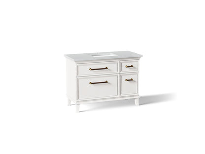 KOHLER K-CM29481-BD4-AWB Artifacts 48" bathroom vanity cabinet with sink and quartz top - Linen White