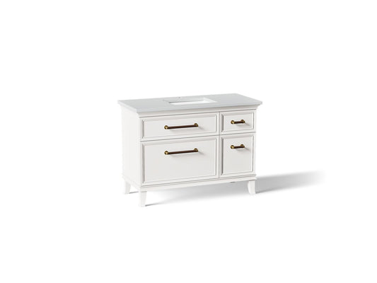 KOHLER K-CM29481-BD4-AWB Artifacts 48" bathroom vanity cabinet with sink and quartz top - Linen White