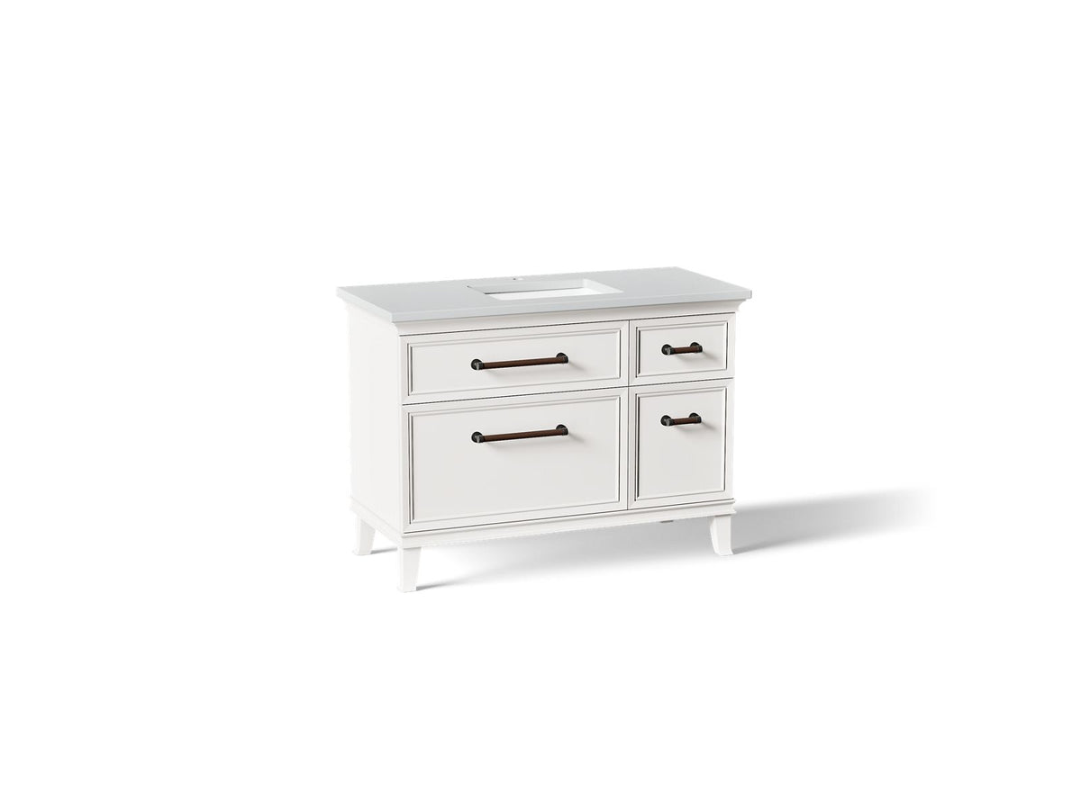 KOHLER K-CM29481-BD4-AWL Artifacts 48" Bathroom Vanity Cabinet With Sink And Quartz Top - Linen White