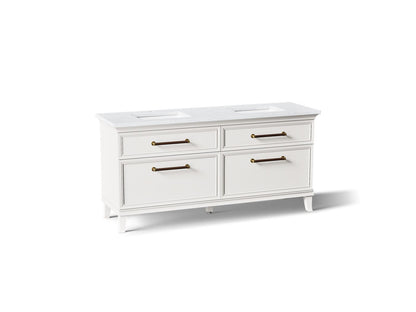 KOHLER K-CM29482-BD6-ATB Artifacts 72" bathroom vanity cabinet with sinks and quartz top - Linen White