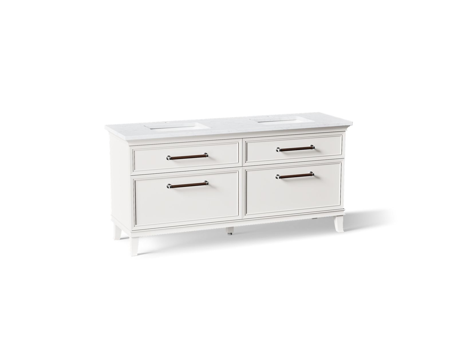 KOHLER K-CM29482-BD6-ATC Artifacts 72" Bathroom Vanity Cabinet With Sinks And Quartz Top - Linen White