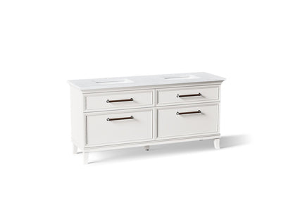 KOHLER K-CM29482-BD6-ATC Artifacts 72" bathroom vanity cabinet with sinks and quartz top - Linen White