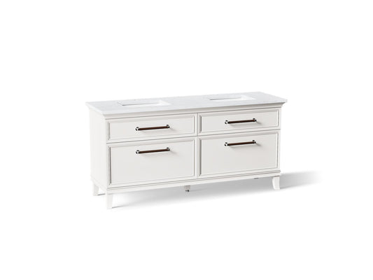 KOHLER K-CM29482-BD6-ATC Artifacts 72" bathroom vanity cabinet with sinks and quartz top - Linen White