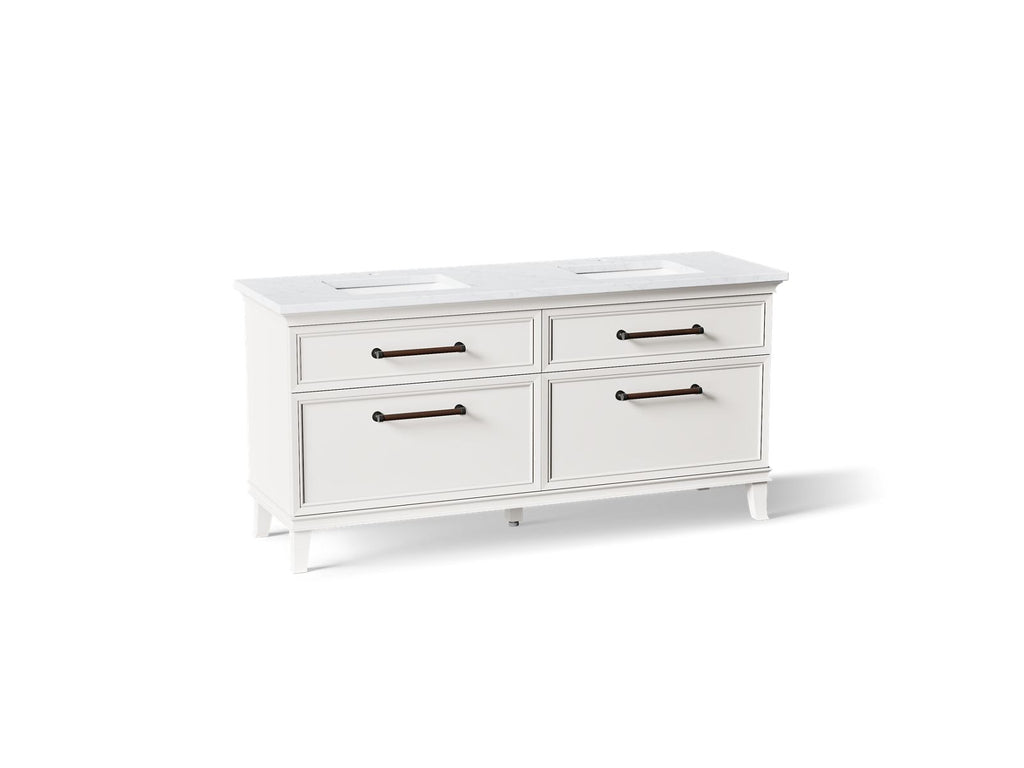 KOHLER K-CM29482-BD6-ATL Artifacts 72" Bathroom Vanity Cabinet With Sinks And Quartz Top - Linen White