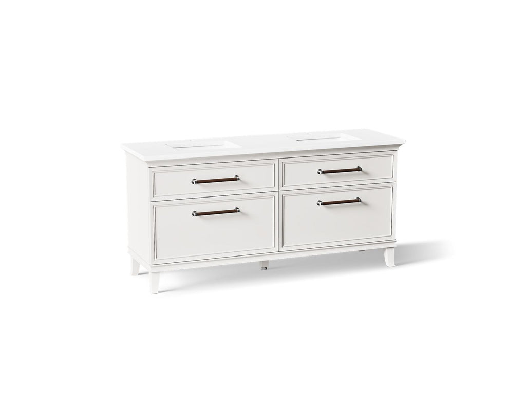 KOHLER K-CM29482-BD6-AWC Artifacts 72" Bathroom Vanity Cabinet With Sinks And Quartz Top - Linen White