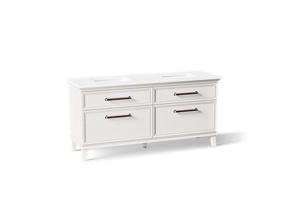 KOHLER K-CM29482-BD6-AWC Artifacts 72" bathroom vanity cabinet with sinks and quartz top - Linen White