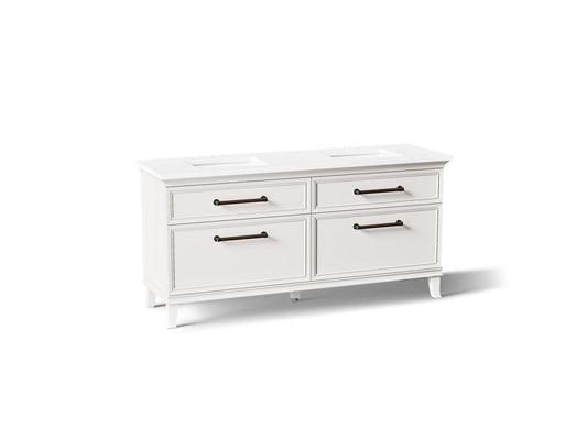 KOHLER K-CM29482-BD6-AWL Artifacts 72" bathroom vanity cabinet with sinks and quartz top - Linen White